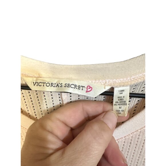 Victorias Secret Womens Pink Long Johns Romper Size M 100% Cotton Button-Front - Picture 3 of 5